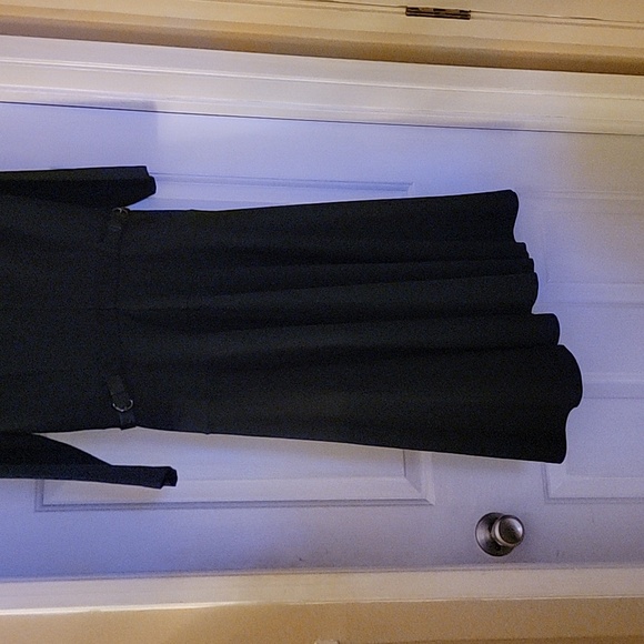 Blue Fit and Flare Dress with 3/4 Sleeves and Scoop Neck - Picture 10 of 16